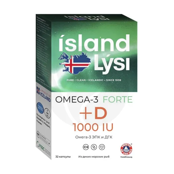 Изображение товара Lysi Омега 3 Форте + витамин Д капсулы, №30