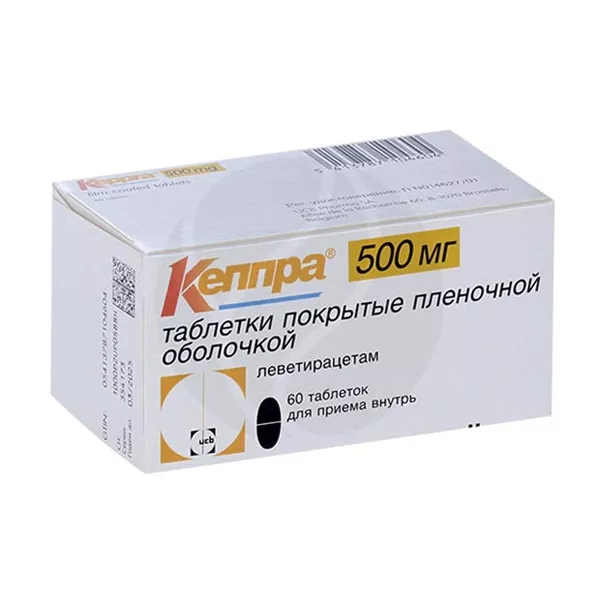 Изображение товара Кеппра 500 мг таблетки покрытые леветирацетам 60 шт Belg