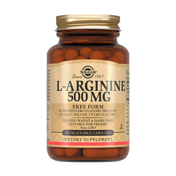 Изображение товара Solgar L-аргинин капсулы 500мг, No50 - поддержка сердечно-сосудистой системы