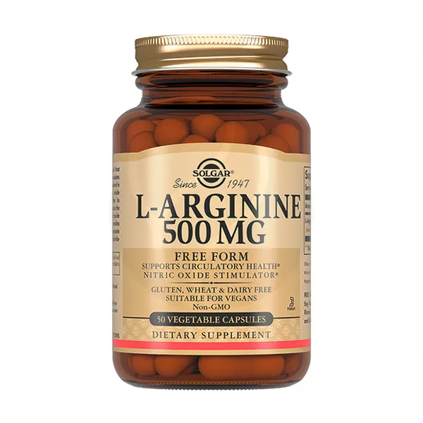 Изображение товара Solgar L-аргинин капсулы 500мг, No50 - поддержка сердечно-сосудистой системы Изображение товара Solgar L-аргинин капсулы 500мг, No50 - поддержка сердечно-сосудистой системы