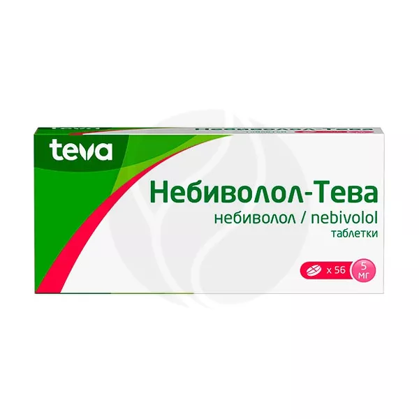 Изображение товара Небиволол-Тева 5мг таблетки для лечения гипертонии и сердечной недостаточности Изображение товара Небиволол-Тева 5мг таблетки для лечения гипертонии и сердечной недостаточности