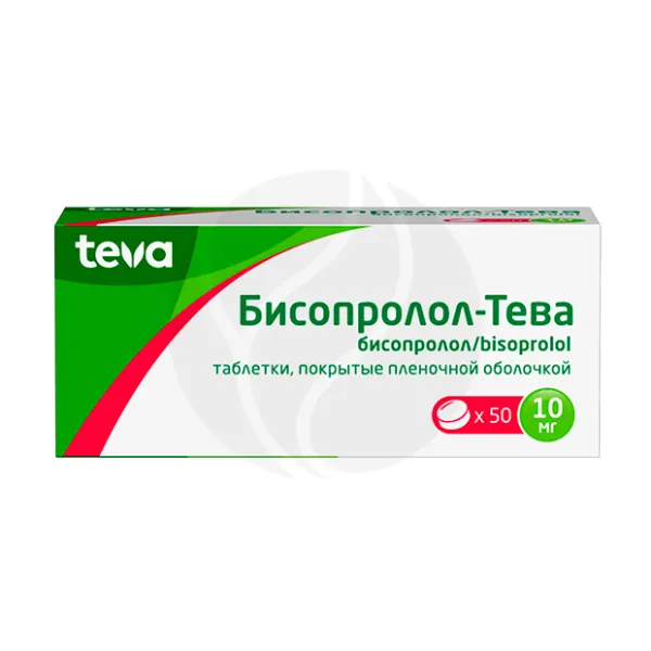 Бисопролол-Тева таблетки покрыт. п/о 10мг, №50