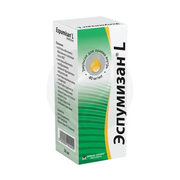 Изображение товара Эспумизан L эмульсия 40мг/мл для устранения газов и кишечных колик 30мл Германия