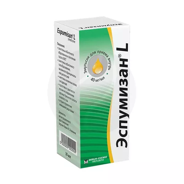 Изображение товара Эспумизан L эмульсия 40мг/мл для устранения газов и кишечных колик 30мл Германия
