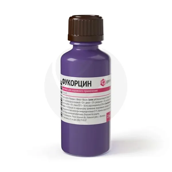 Изображение товара Фукорцин раствор для наружного применения 25 мл - антисептик для кожи, лечение ран