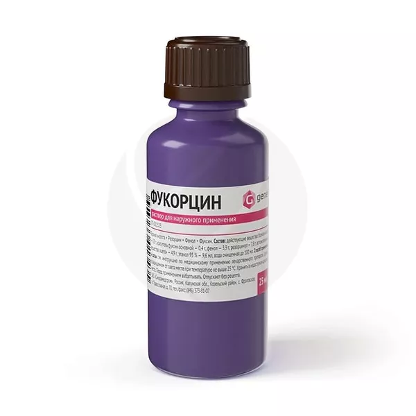 Изображение товара Фукорцин раствор для наружного применения 25 мл - антисептик для кожи, лечение ран