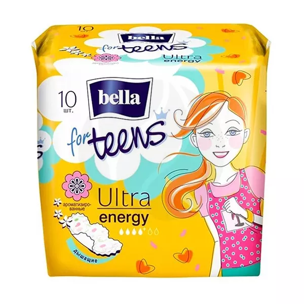 Изображение товара Bella For teens ultra energy прокладки, 10 шт надежная гигиена для подростков Изображение товара Bella For teens ultra energy прокладки, 10 шт надежная гигиена для подростков