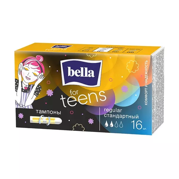 Изображение товара Bella For Teens Регуляр Тампоны 16шт безопасный гигиенический продукт Изображение товара Bella For Teens Регуляр Тампоны 16шт безопасный гигиенический продукт