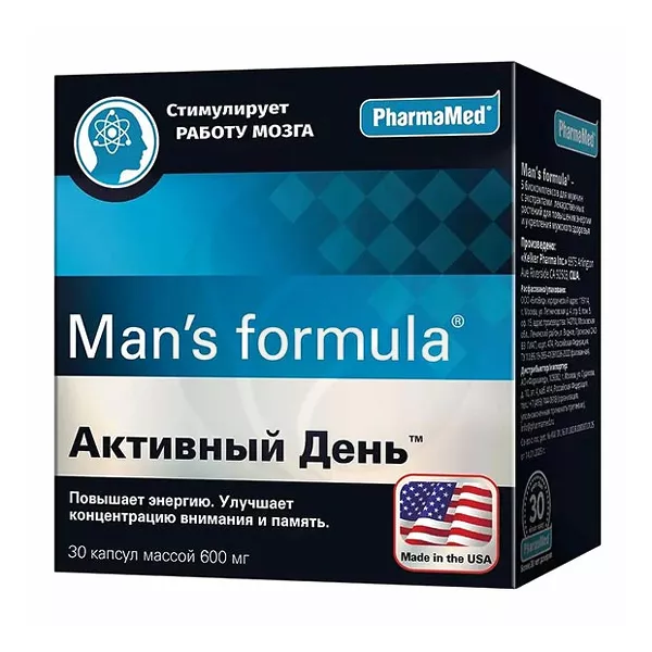 Изображение товара Man's formula Активный день капсулы для повышения энергии и концентрации 30 шт Изображение товара Man's formula Активный день капсулы для повышения энергии и концентрации 30 шт