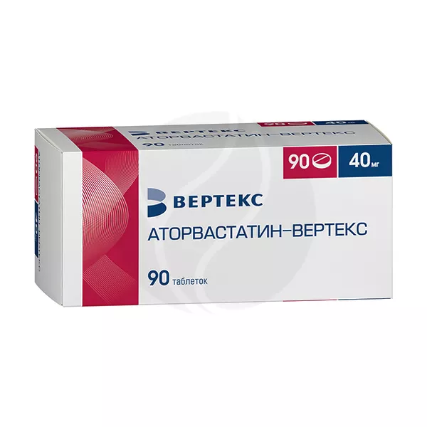 Изображение товара Аторвастатин-Вертекс таблетки покрыт. п/о 40мг, №90