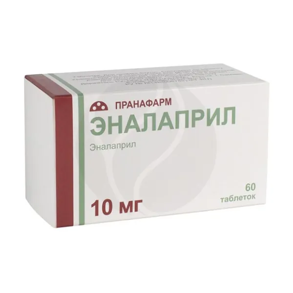 Изображение товара Эналаприл 10мг таблетки 60 штук для лечения гипертензии и сердечной недостаточности