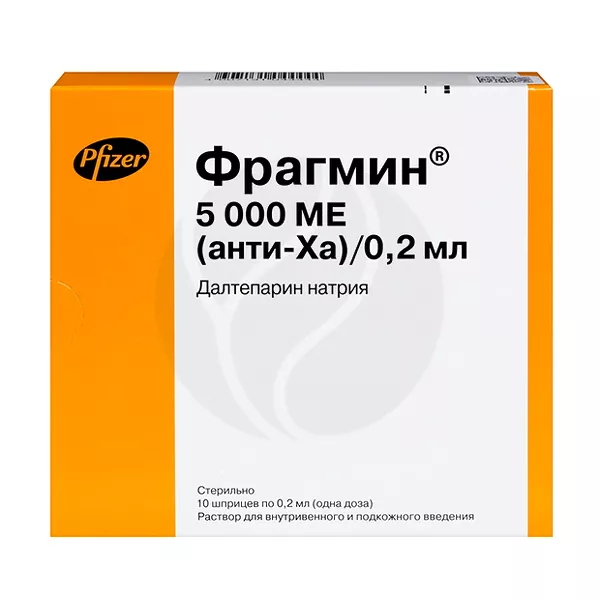 Изображение товара Фрагмин раствор 5000МЕ анти-Ха для внутривенного и подкожного введения 0,2 мл шприц Изображение товара Фрагмин раствор 5000МЕ анти-Ха для внутривенного и подкожного введения 0,2 мл шприц