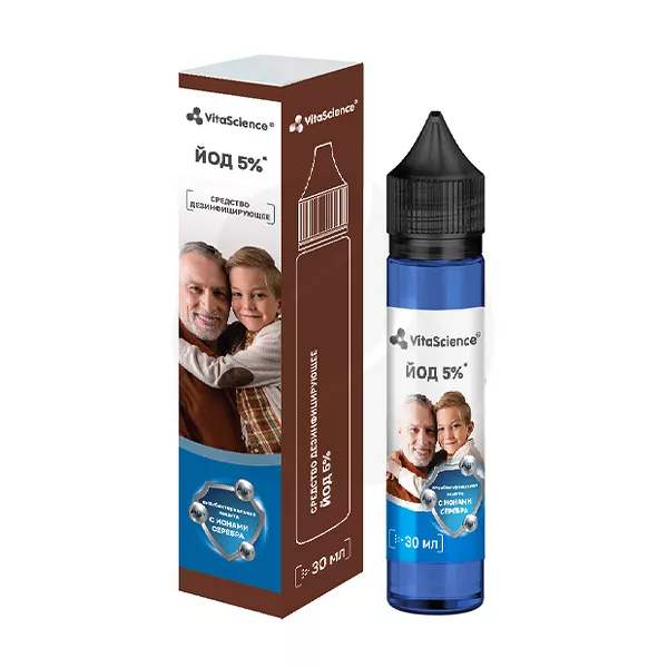Изображение товара VitaScience Йод с ионами серебра раствор 5% 30мл наружное применение Изображение товара VitaScience Йод с ионами серебра раствор 5% 30мл наружное применение