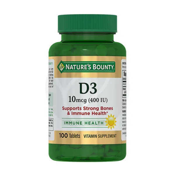 Изображение товара Nature's Bounty Витамин Д3 таблетки 400МЕ, №100, поддержка иммунитета и здоровья костей