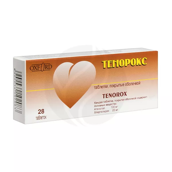 Изображение товара Тенорокс таблетки покрыт.п/о 100мг+25мг 28 шт Индия