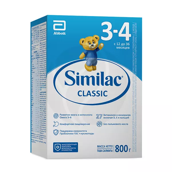 Изображение товара Similac Classic 3-4 молочный напиток для детей 12+, 800г Изображение товара Similac Classic 3-4 молочный напиток для детей 12+, 800г