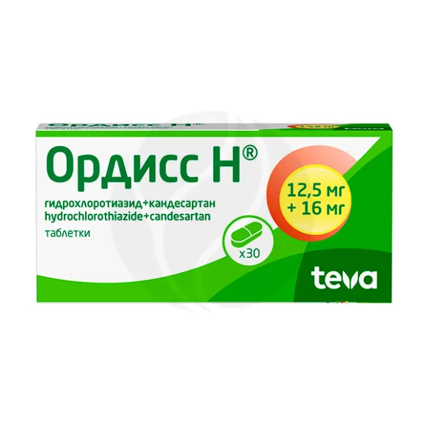 Изображение товара Ордисс Н таблетки 12,5мг+16мг для снижения давления и поддержки почек