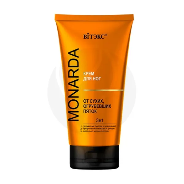 Изображение товара Вiтэкс Monarda крем для ног от сухих, огрубевших пяток 3 в 1 с целебным экстрактом монарды и натуральными маслами, 150мл Изображение товара Вiтэкс Monarda крем для ног от сухих, огрубевших пяток 3 в 1 с целебным экстрактом монарды и натуральными маслами, 150мл