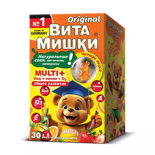 Изображение товара ВитаМишки Multi+ Йод холин и витамин D3 пастилки жевательные для детей Изображение товара ВитаМишки Multi+ Йод холин и витамин D3 пастилки жевательные для детей