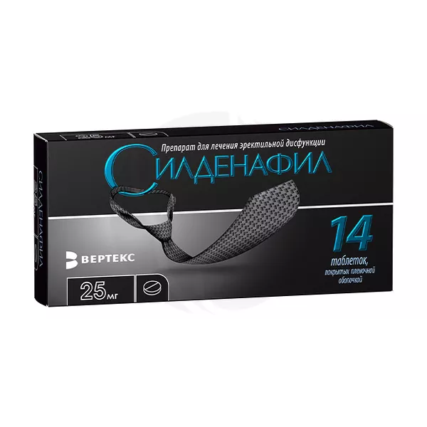 Изображение товара Силденафил 25 мг Вертекс - таблетки для эректильной функции Изображение товара Силденафил 25 мг Вертекс - таблетки для эректильной функции