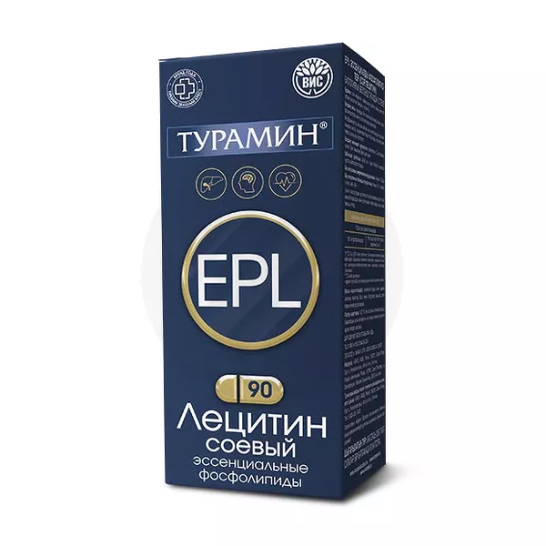 Изображение товара Турамин Лецитин соевый эссенциальные фосфолипиды капсулы, №90