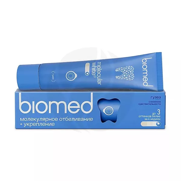Изображение товара Biomed Healthywhite зубная паста молекулярное отбеливание + укрепление со вкусом гуава, 65г Изображение товара Biomed Healthywhite зубная паста молекулярное отбеливание + укрепление со вкусом гуава, 65г