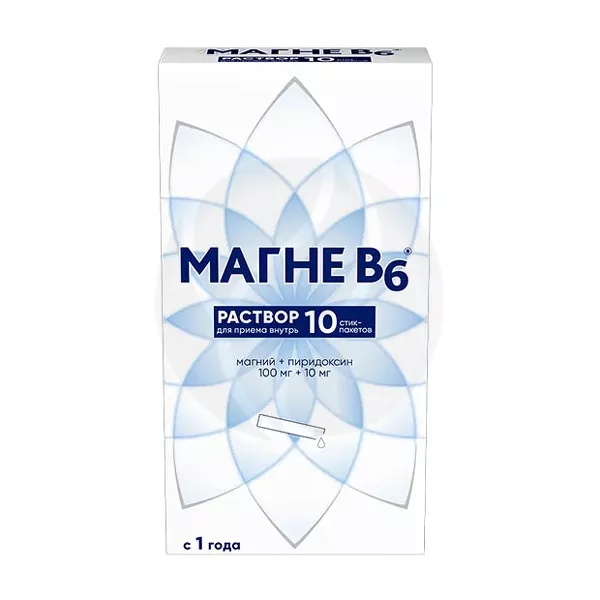 Изображение товара Магне В6 раствор Магния пидолат; Магния лактат; Пиридоксина гидрохлорид 100мг+10мг, 10мл