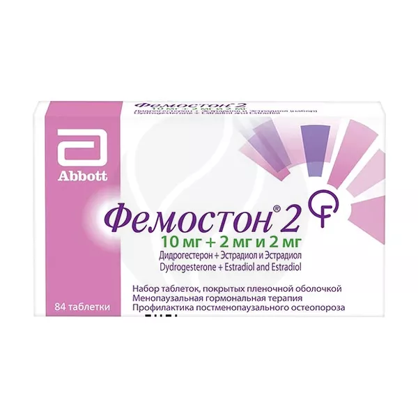 Изображение товара Фемостон 2 таблетки покрыт. п/о 10мг+2мг и 2мг, №84 Изображение товара Фемостон 2 таблетки покрыт. п/о 10мг+2мг и 2мг, №84