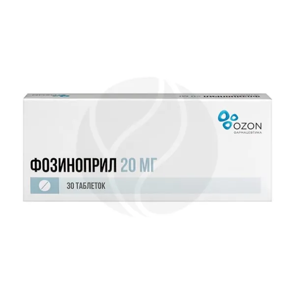 Изображение товара Фозиноприл таблетки 20мг, №10 Изображение товара Фозиноприл таблетки 20мг, №10