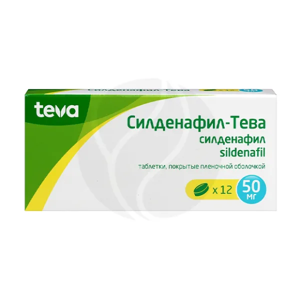 Изображение товара Силденафил-Тева 50 мг - таблетки от эректильной дисфункции, 12 шт Изображение товара Силденафил-Тева 50 мг - таблетки от эректильной дисфункции, 12 шт