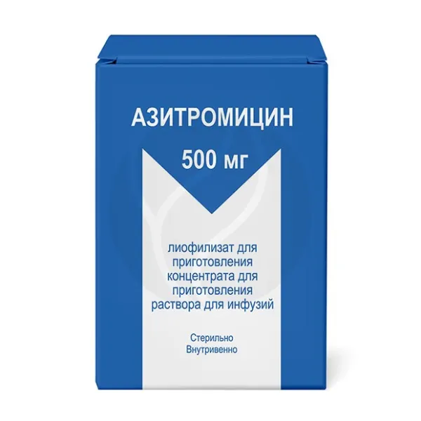Изображение товара Лиофилизат Азитромицин Ромфарм 500мг для инфузий Изображение товара Лиофилизат Азитромицин Ромфарм 500мг для инфузий