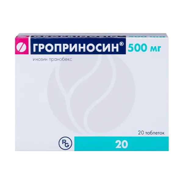 Изображение товара Гроприносин таблетки, 500мг, №20 Изображение товара Гроприносин таблетки, 500мг, №20