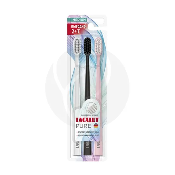 Изображение товара Lacalut Pure набор зубных щеток средней жесткости, 3шт Изображение товара Lacalut Pure набор зубных щеток средней жесткости, 3шт
