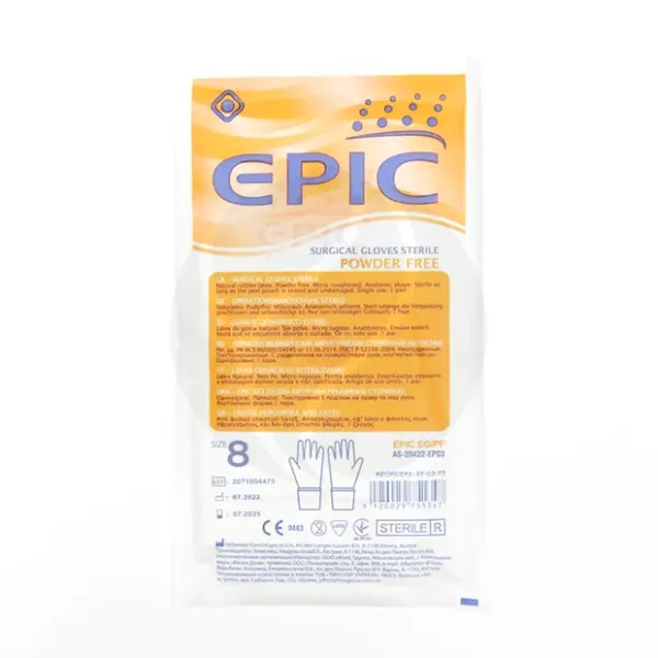 Изображение товара Epic перчатки медицинские хирургические стерильные латексные неопудренные р.8, 1 пара
