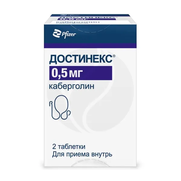Изображение товара Достинекс таблетки 0,5мг, №2 Изображение товара Достинекс таблетки 0,5мг, №2