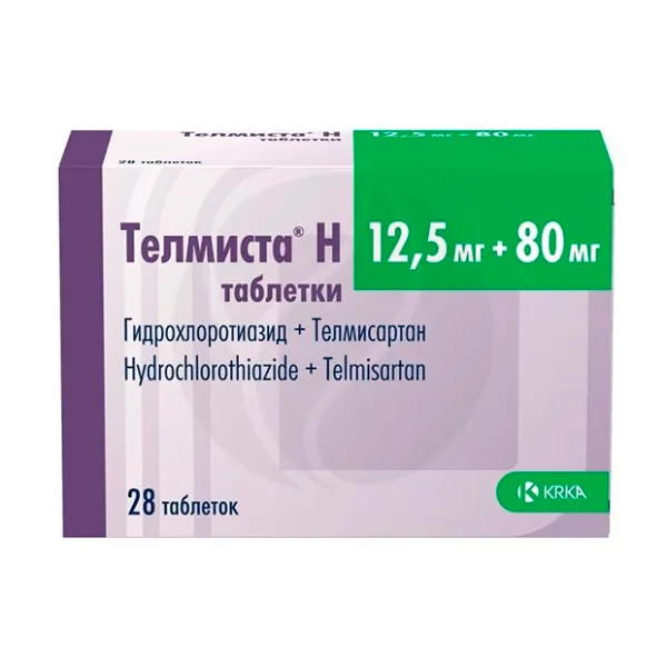 Телмиста H таблетки 12,5мг+80мг, №28