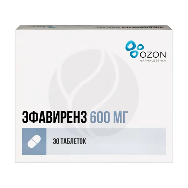 Изображение товара Эфавиренз таблетки покрыт. п/о 600мг, №30 Изображение товара Эфавиренз таблетки покрыт. п/о 600мг, №30