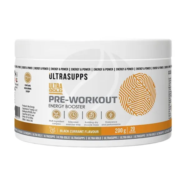 Ultrasupps Ultra Gold Комплекс предтренировочный порошок со вкусом черная смородина, 200г