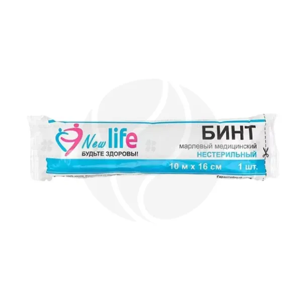 Изображение товара New life бинт нестерильный марлевый медицинский (10м х 16см), 1шт