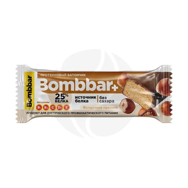 Изображение товара Питательный протеиновый батончик Bombbar Фундучное пралине 35г