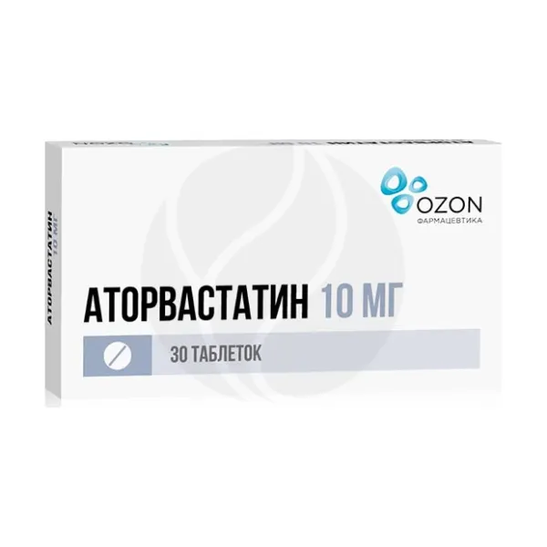 Изображение товара Аторвастатин таблетки покрыт. п/о, 10мг, №30 Изображение товара Аторвастатин таблетки покрыт. п/о, 10мг, №30