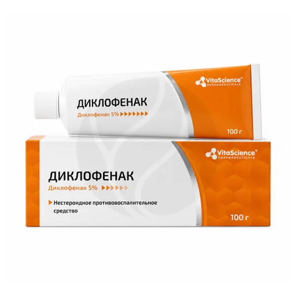 VitaScience Диклофенак гель д/наружн. прим., 5%, 100г