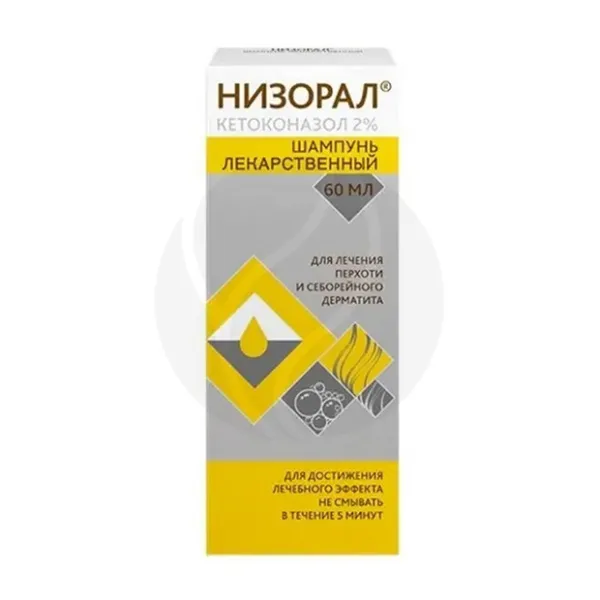 Низорал  шампунь лекарственный от перхоти, 2%, 60мл