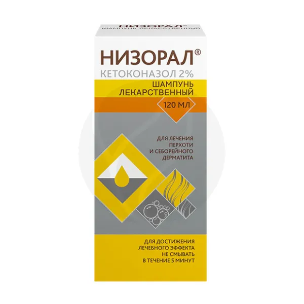 Низорал  шампунь лекарственный от перхоти, 2%, 120мл