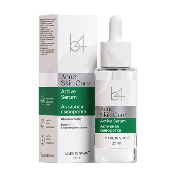 Изображение товара b4 Acne Skin Care активная сыворотка с кислотами и ниацинамидом, 27мл Изображение товара b4 Acne Skin Care активная сыворотка с кислотами и ниацинамидом, 27мл