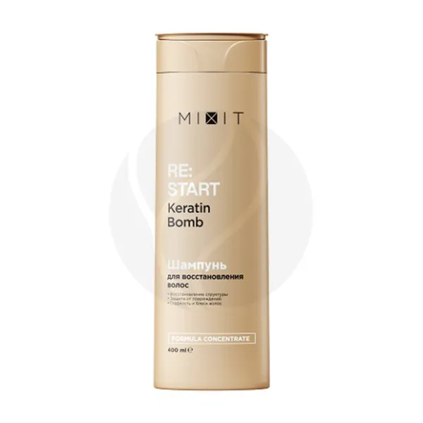 Изображение товара Mixit RE:Start Keratin Bomb шампунь для восстановления волос, 400мл Изображение товара Mixit RE:Start Keratin Bomb шампунь для восстановления волос, 400мл