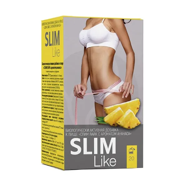 Изображение товара Slim Like чай, ананас, 1,5г, 20шт Изображение товара Slim Like чай, ананас, 1,5г, 20шт
