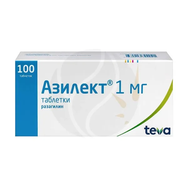 Изображение товара Азилект таблетки, 1мг, №100 Изображение товара Азилект таблетки, 1мг, №100