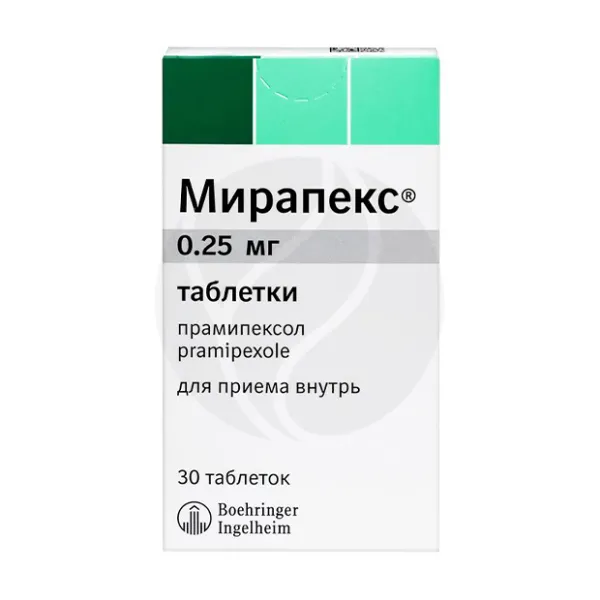 Изображение товара Мирапекс  таблетки, 0,25мг, №30