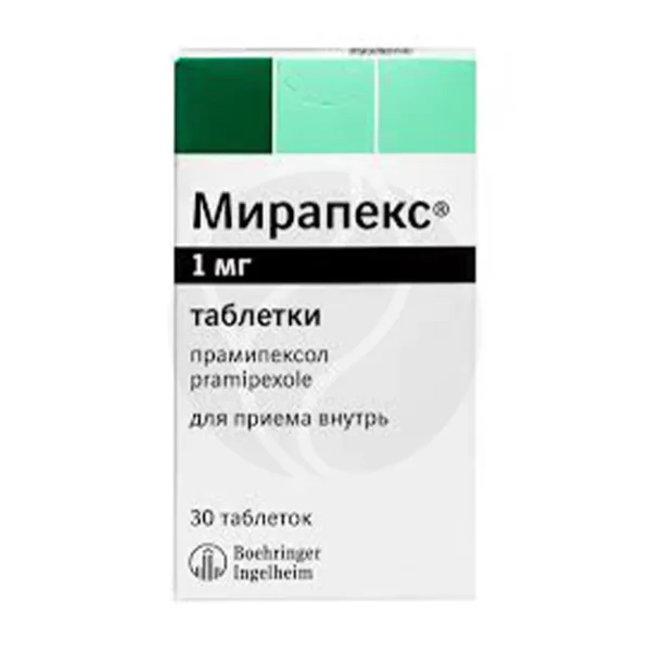 Изображение товара Мирапекс таблетки, 1мг, №30 Изображение товара Мирапекс таблетки, 1мг, №30
